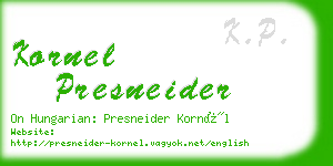 kornel presneider business card